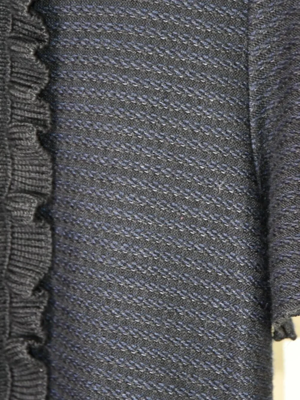 Aldo Martins Blue/Black Ruffle Bib Short Sleeves Sweater Dress